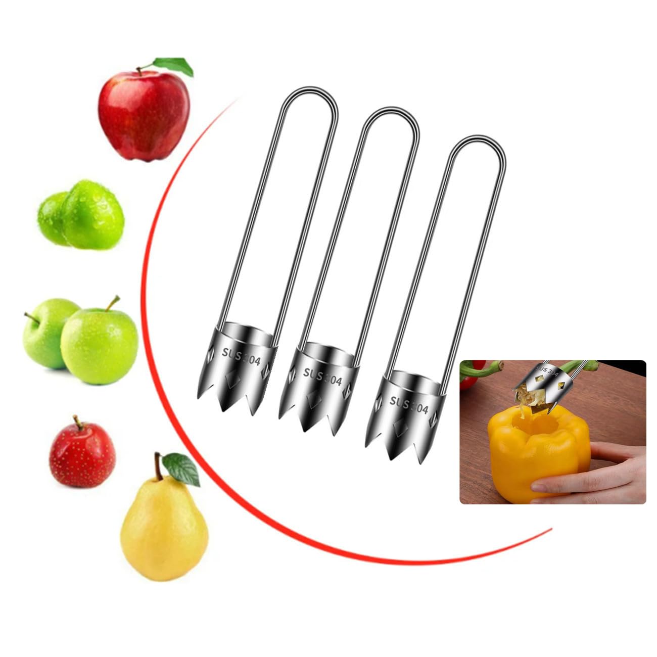Rimozione del nucleo di frutta e verdura, rimozione del nucleo della frutta in acciaio inossidabile, strumento multifunzionale per la rimozione del nucleo di frutta e verdura, strumento facile