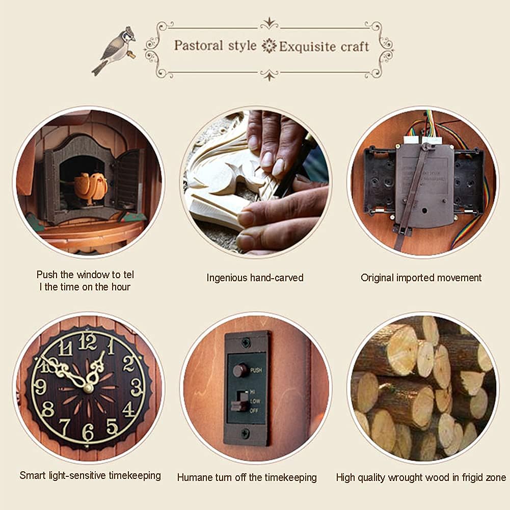 Black Forest Clock Swiss House Quartz Movement and Cuckoo Chime (B)