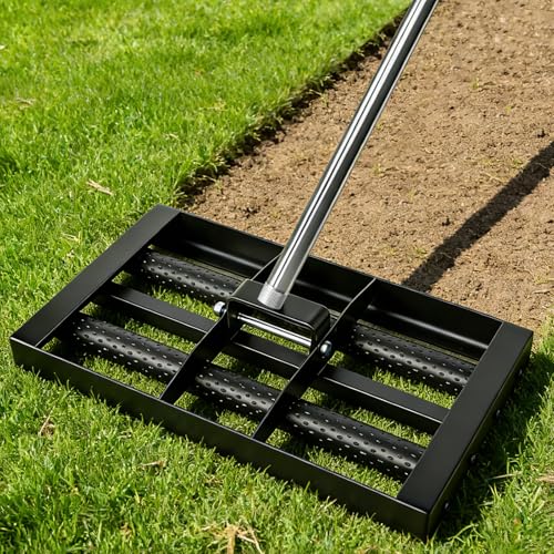 Rastrillo Nivelador de Césped 17"x10" con Mango Ajustable 6.5ft miniatura 1