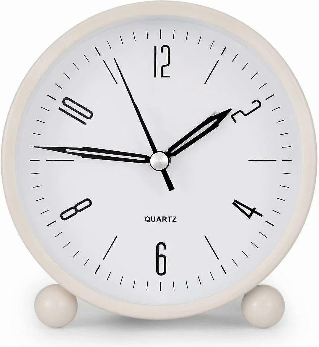 JOYHAPPST Men's Alarm Clock 4" Round Silent Analogue No Ticking Alarm Clock With Night Light Battery Operated Super Quiet Alarm Clockgreen