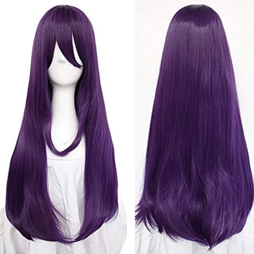 Anogol Gorra de pelo  peluca de 32 pulgadas  315in de largo púrpura para mujer cosplay de anime peluca Morada larga para mujer peluca recta para