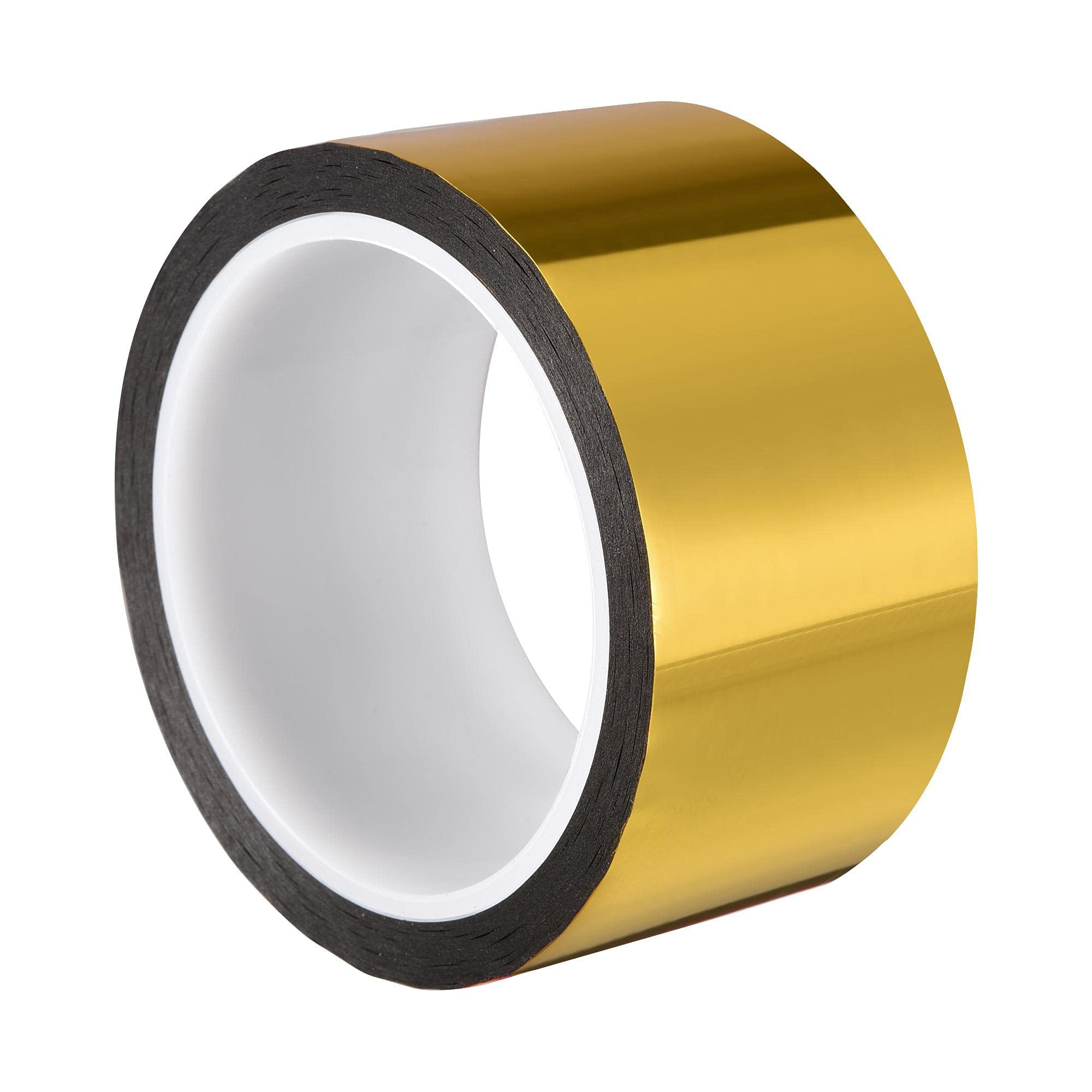 TA-VIGOR 50mm Gold Tone Metalized Craft Tape Self-Adhesive Mirror-Like