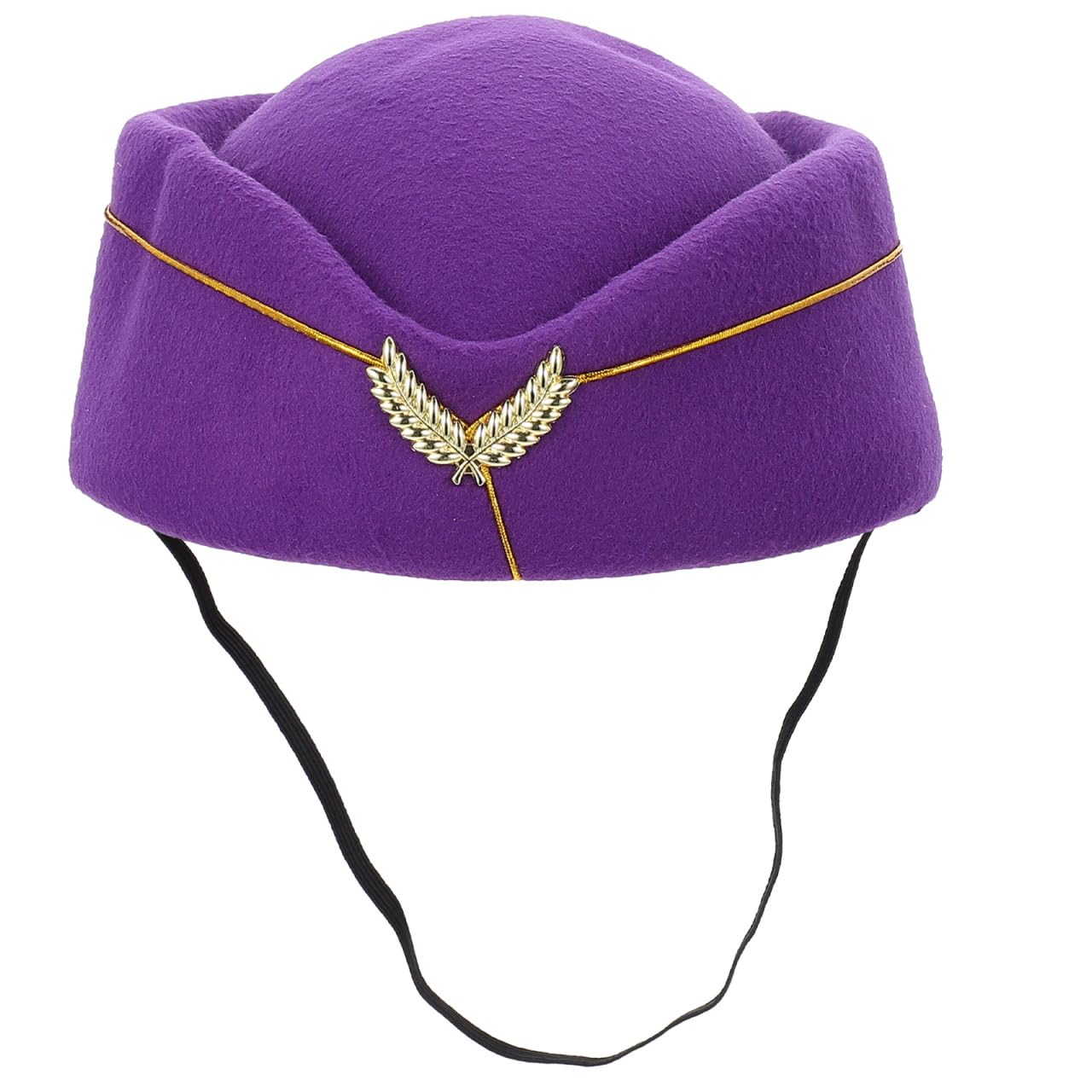 WRITWAA Stewardess Hat Purple Felt Flight Attendant Costume Accessory Cabin Crew Hat for Airline Themed Parties Cosplay and Stage Performances