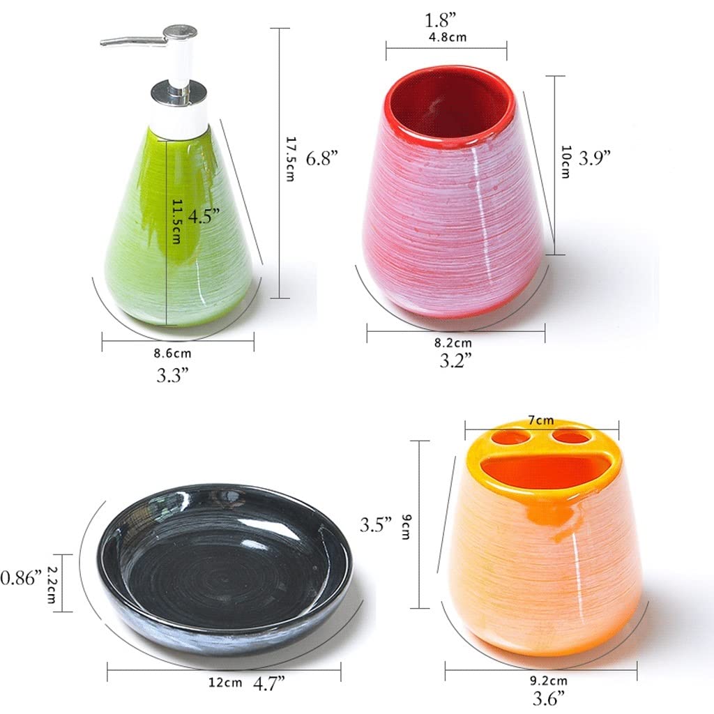 Dispensador de jabón, dispensador de loción de cerámica Creativa, Juego de Accesorios de baño de 5 Piezas para Cocina, baño, lavandería