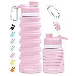Nefeeko Collapsible Water Bottle, 26oz Silicone Foldable Water Bottles Leakproof BPA Free Travel Water Bottles with Carabiner, Portable Sport Water Bottles for Camping,Hiking Outdoor Indoor Sport