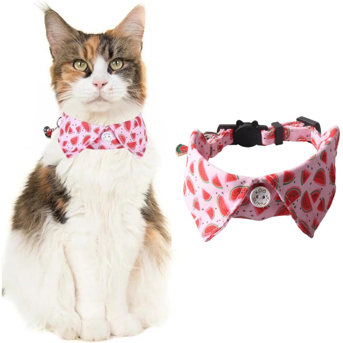 Amazon | Nikkashop 猫 首輪 襟付き 布製 セーフティバックル 取り外し