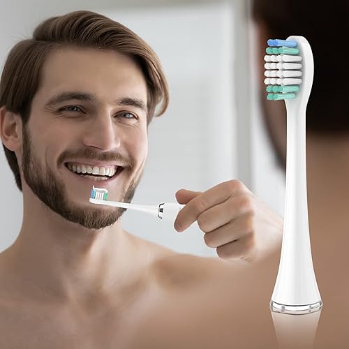 Miniatura 8 de Harobey Cabezales de repuesto compatibles con AquaSonic Black, Vibe, Pro Series, Duo Pro, cepillo de dientes eléctrico, color blanco, paquete de 10