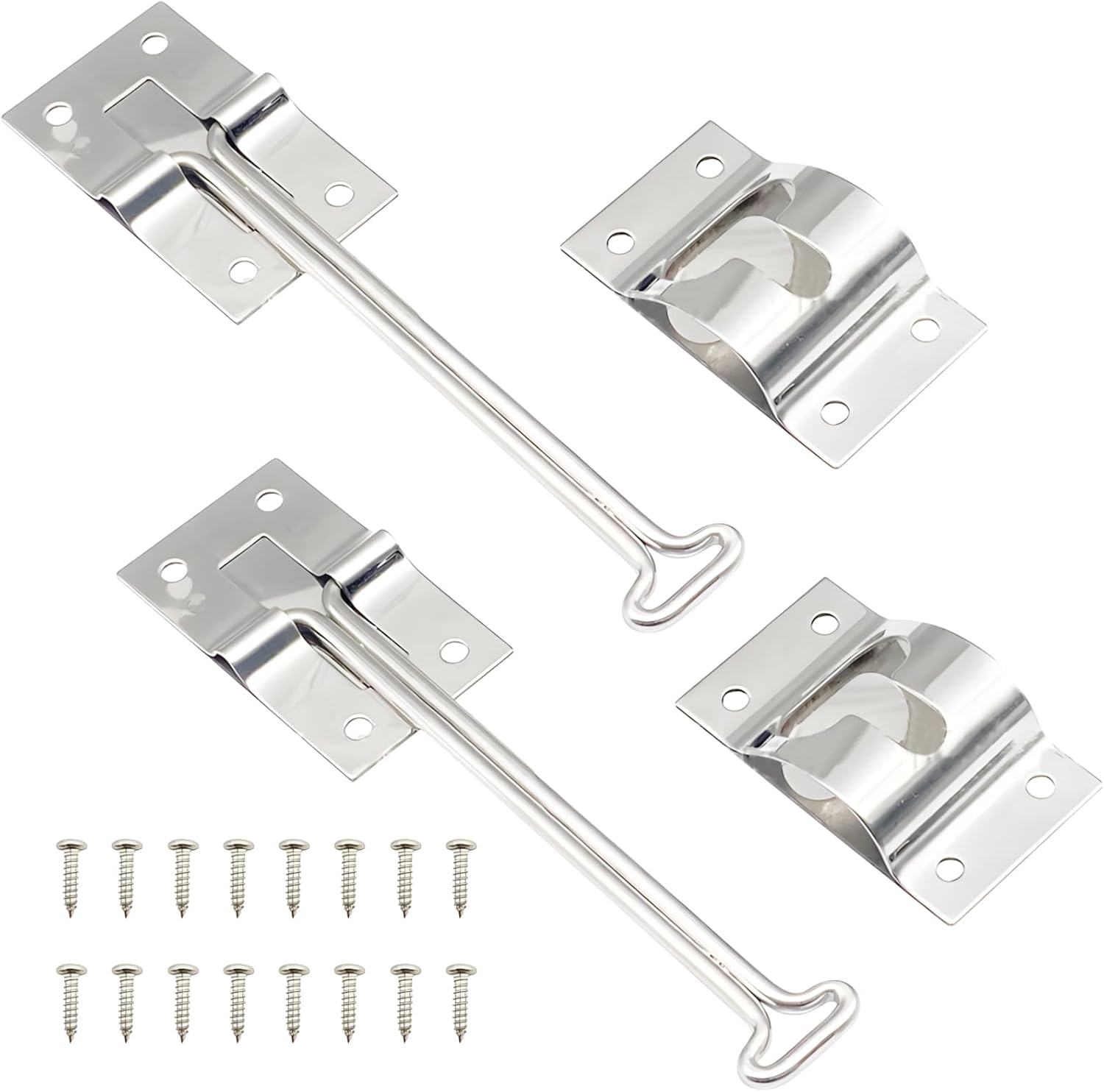 Rv Door Catch, Sturdy Hook Of Stainless Steel, 2 Sets 304, Trailer, Cargo, Horsebox Door Secure Holder, With Mounting Screws, Rustproof