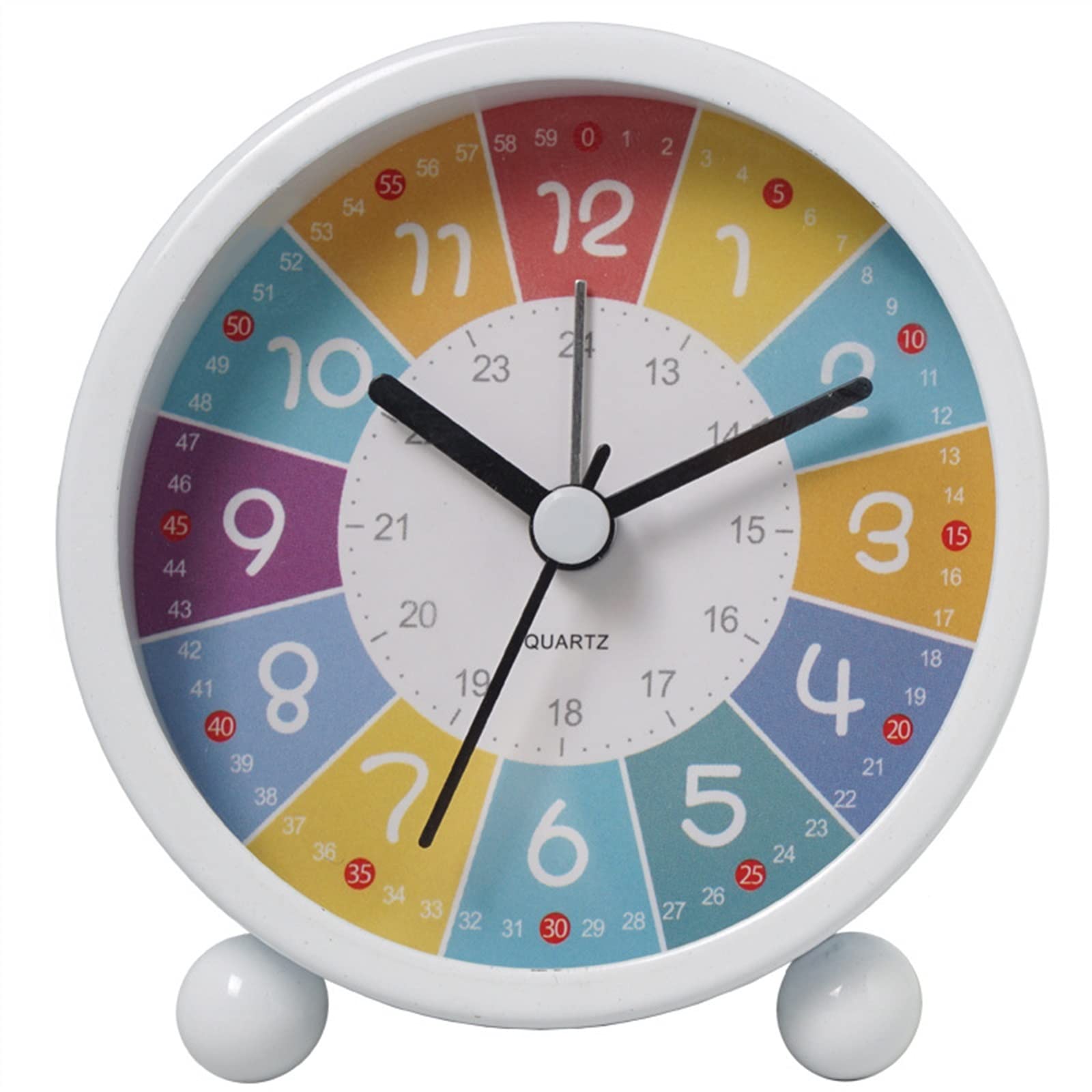 G5z9w3c7m2 White Loud Alarm Clocks Kids Alarm Clock Luminous Round Silent Analog Table Non Ticking(White)