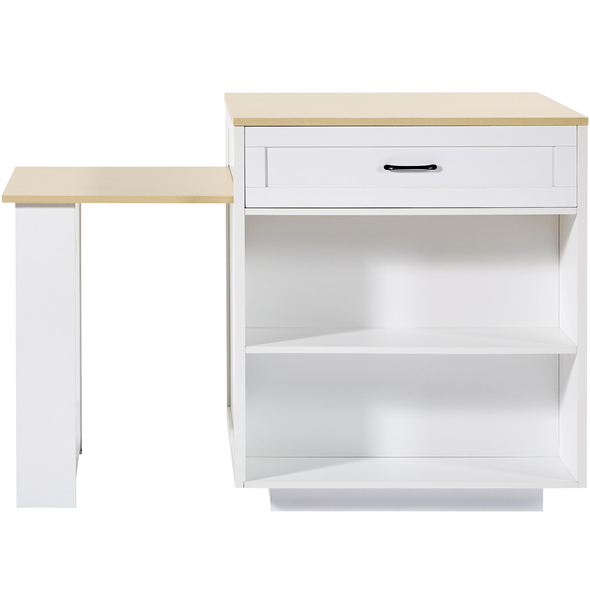 Bladez Isola cucina piano lavoro espandibile, tavolo da cucina allungabile 2-6 persone, tavolo bar con ripiani laterali e cassetti, penisola cucina, angolo bar, nero