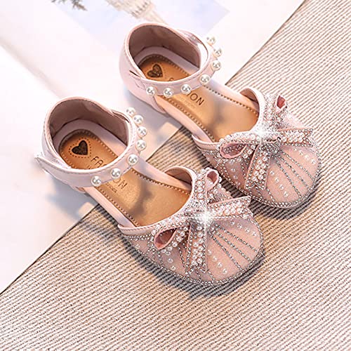 Girls' Sandals Autumn Girls Sandals Summer Princess Shoes Big Children Soft Bottom Non Slip Sandals Crystal Shoes (Pink #1, 11 Little Child)3