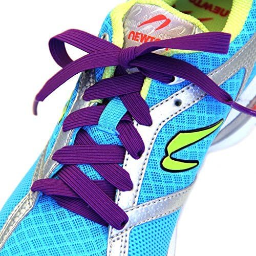 SlackLace - Flat Elastic Shoe Laces - No Lock, No Re-Tie, Purple, X-Small