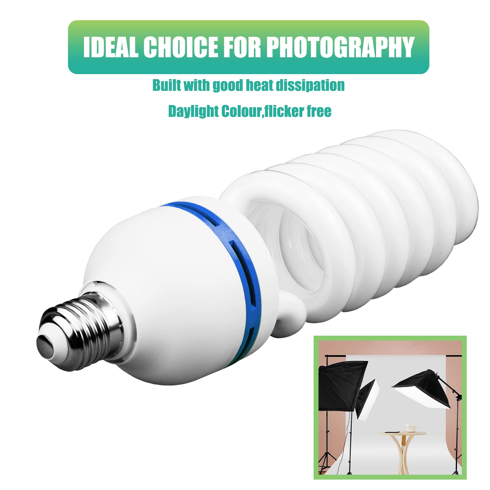 4 x lampa fotograficzna 55 W = 150 W 5500 K CFL lampa dzienna z trzonkiem E27 do oświetlenia studyjnego, oświetlenia wideo, fotografii, softbox