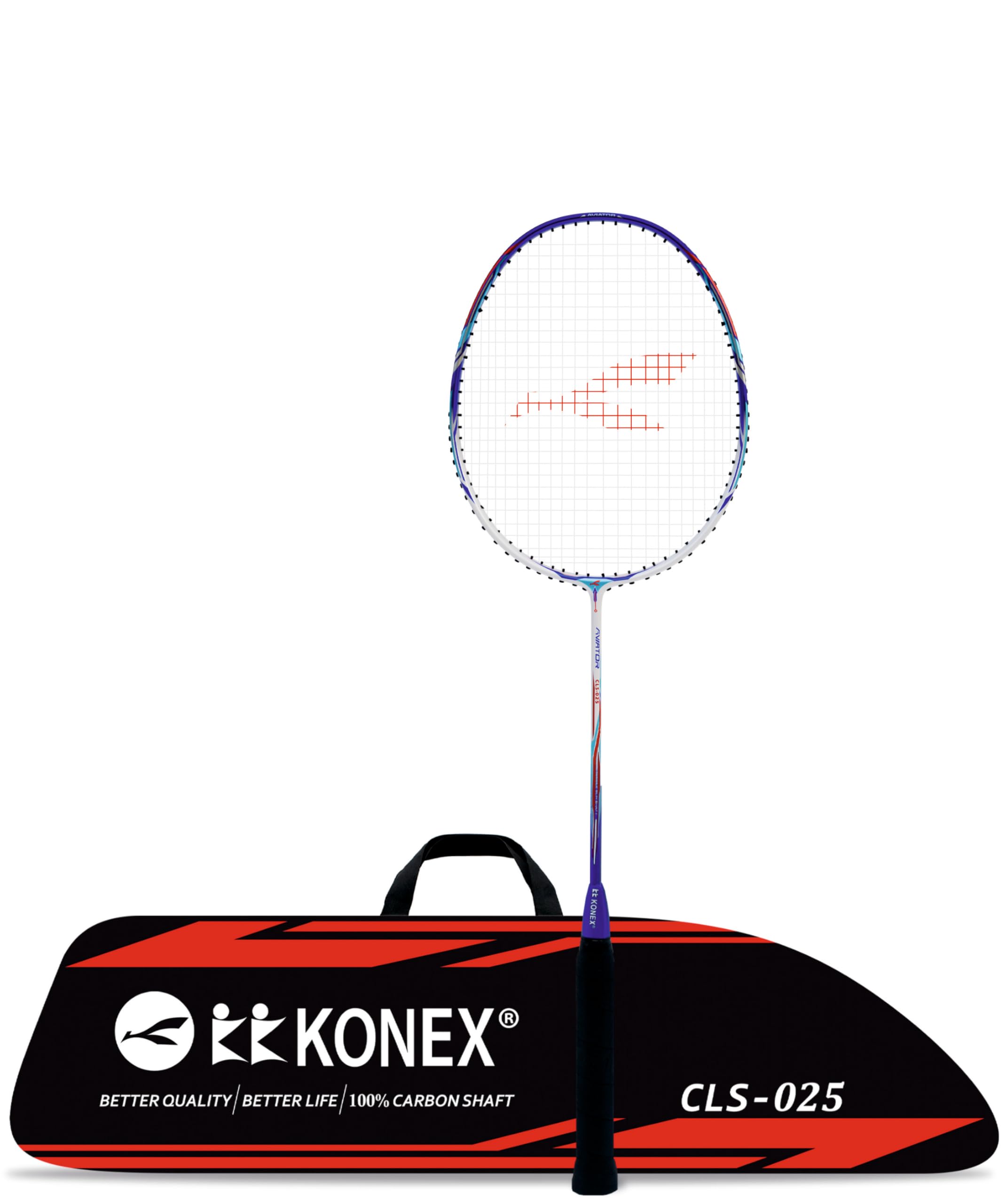 Konex Premium Badminton Racquet with Carbon Shaft | Ultra Durable & Lightweight, Graphite Layered Design | Ideal for Intermediate Players Pearl (Pack of 1, with String) White & Blue (B0DB814CSJ) Amazon Price History, Amazon Price Tracker