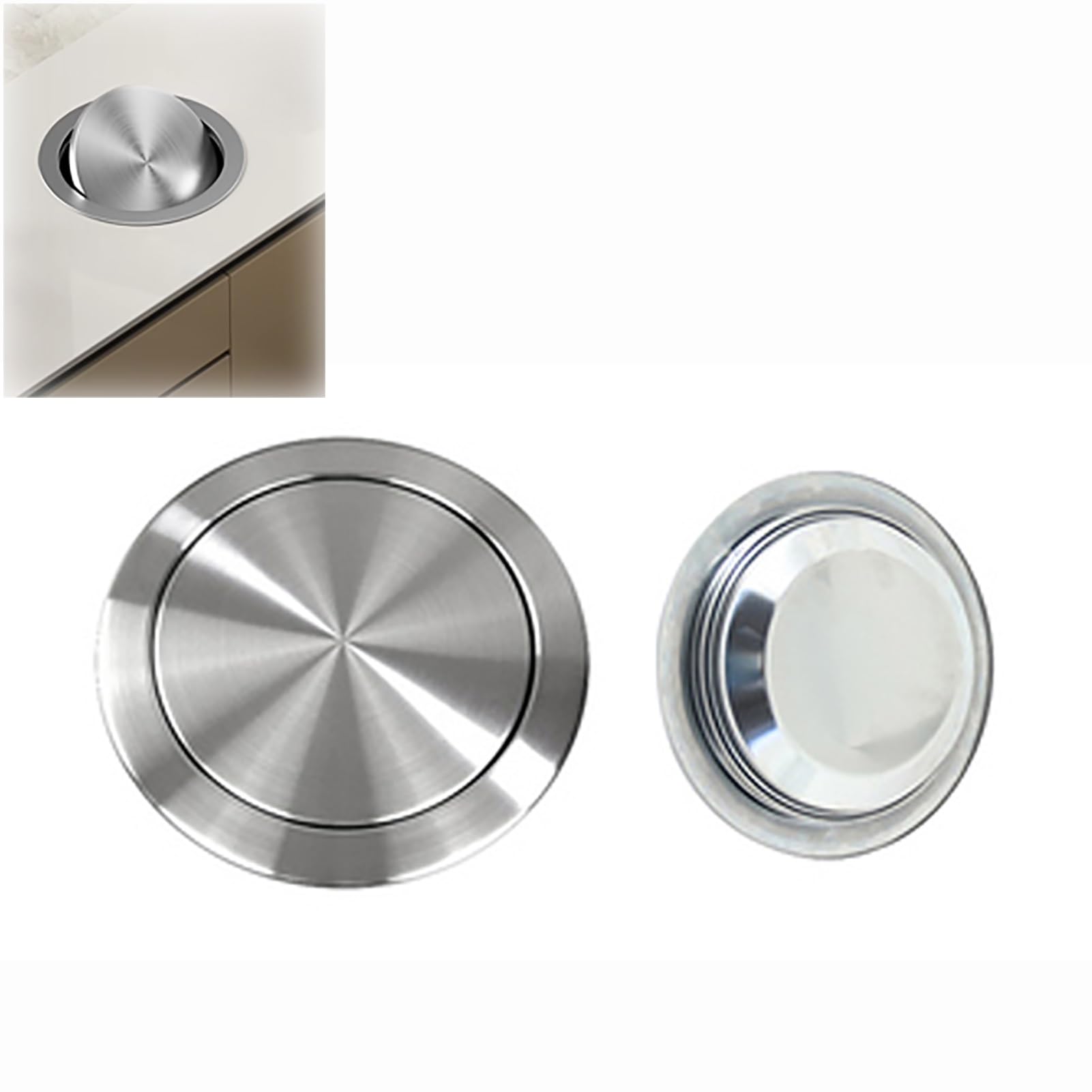 Trash Can Top Bins, Stainless Steel Round Recessed Trash Can Lid Multiple Sizes(21x21CM/8x8IN)