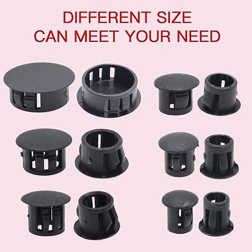 Miniatura 3 de Tapones de plástico negro de 6 tamaños, tapón de orificio para tapa de tornillo de puerta, tapón de orificio de bloqueo de nailon surtido para