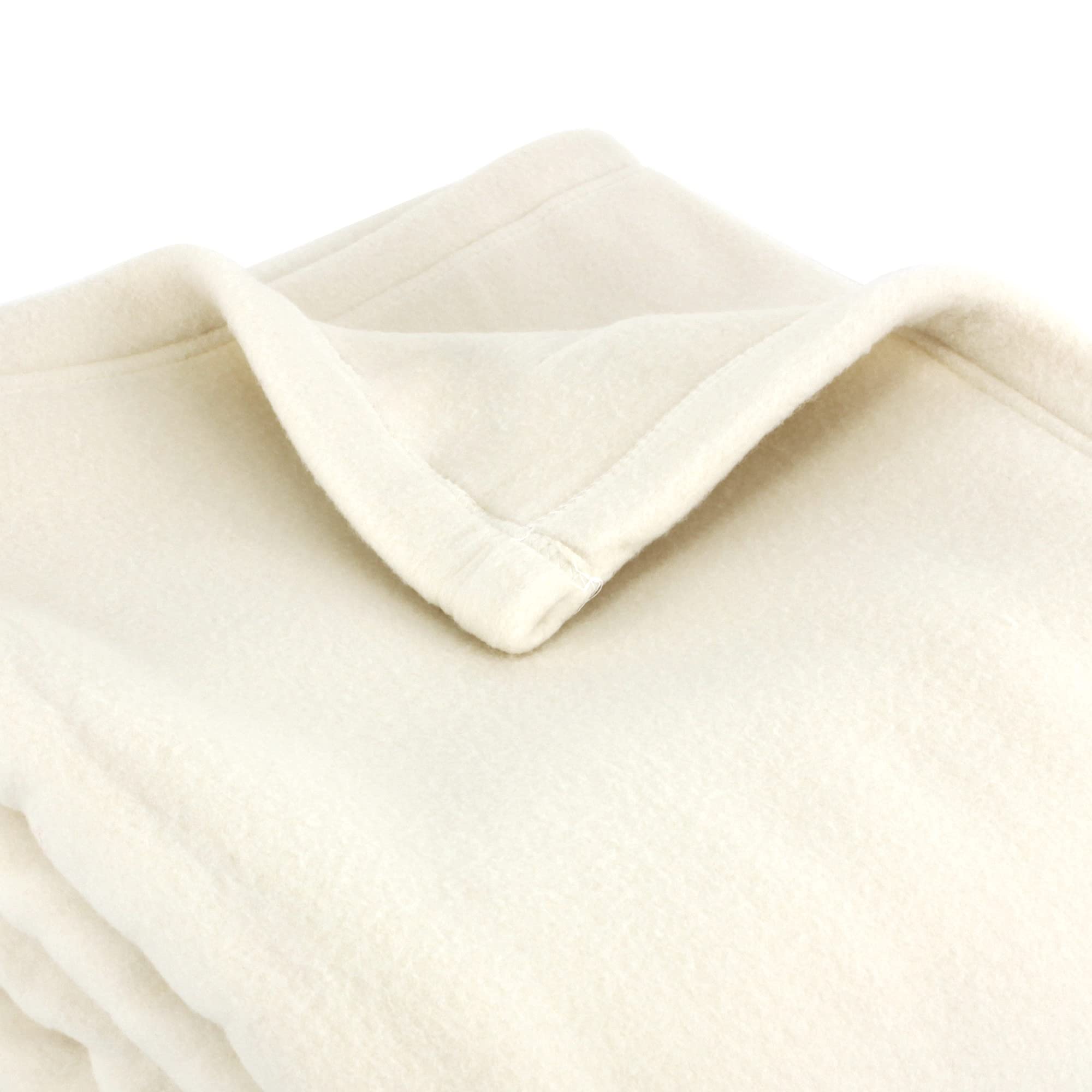 Linnea Couverture Polaire 240x300 cm 100% Polyester 350 g/m2 Teddy Blanc Naturel
