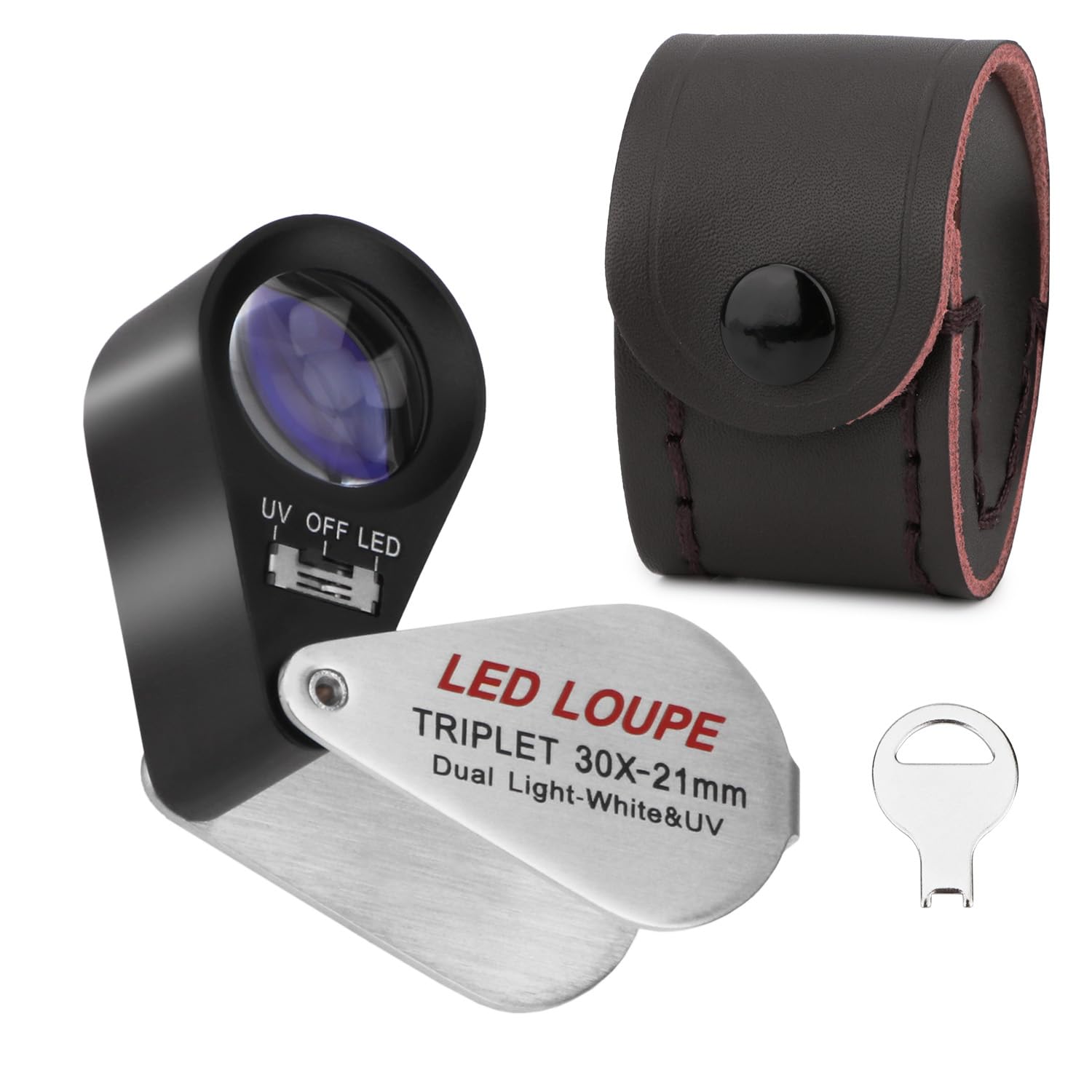 Lupa Recargable De 10 Aumentos Con Luz LED Y Escala De Retícula