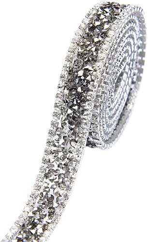 Miniatura 2 de Apliques de diamantes de imitación de cristal de 1 yarda, cinta de diamantes de imitación brillante, rollo cosido o caliente para vestidos de