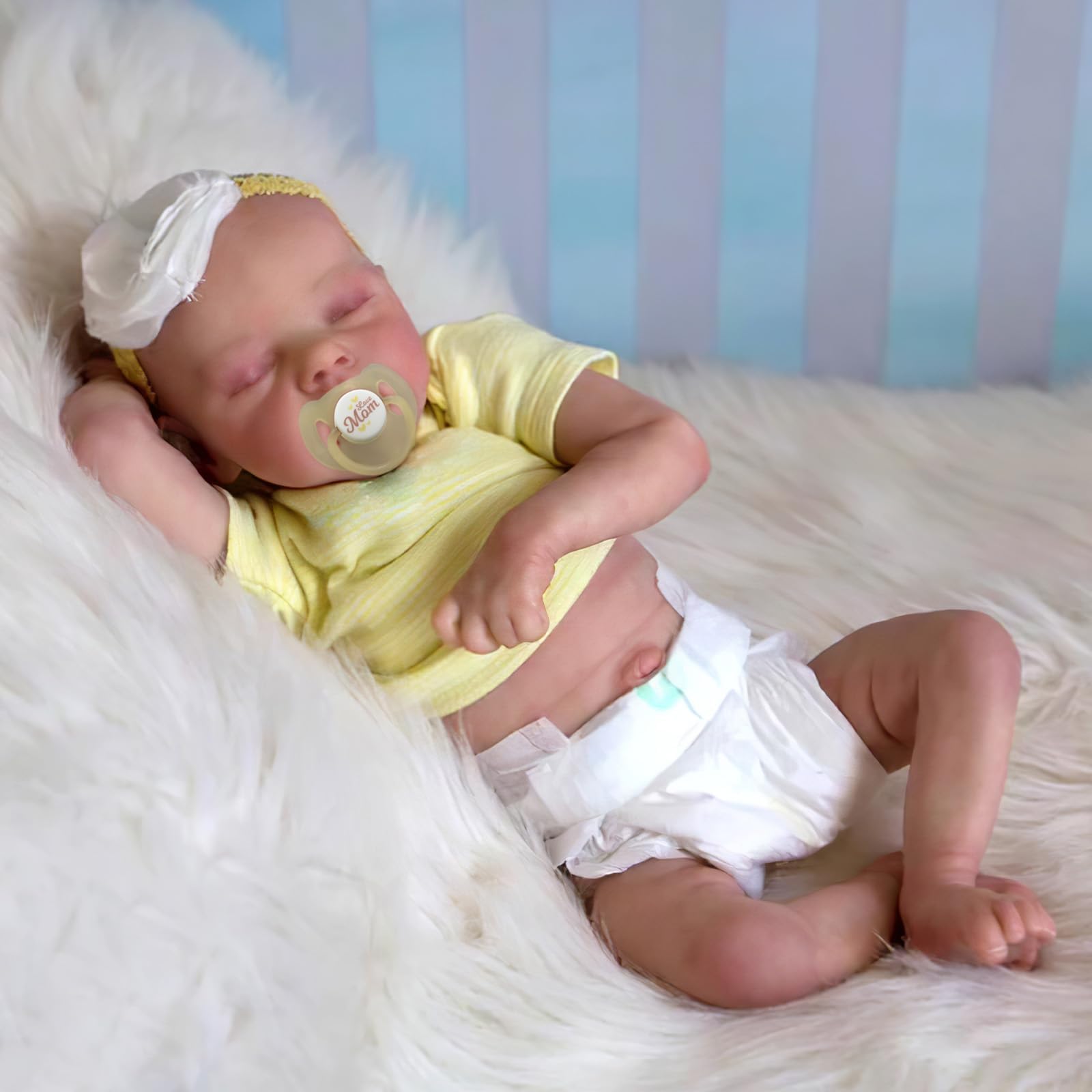 JIZHI Lifelike Reborn Baby Dolls Twinnie - 17 Inch Soft Body Realistic Newborn Baby Girl Real Life Sleeping Baby Dolls with Feeding Kit & Clothes Accessories Gift Box for Kids Age 3+