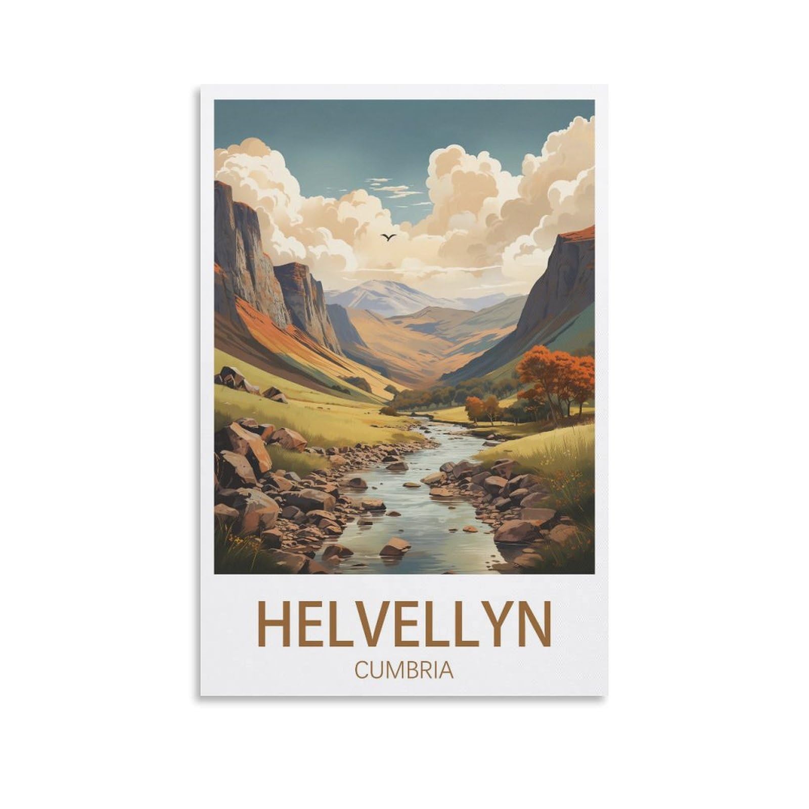 Lcynnh Unframe-Style Helvellyn Cumbria Vintage Travel Poster Mountain 12X18inch(30X45cm) Print Home Bedroom Office Living Room Decor Canvas Poster
