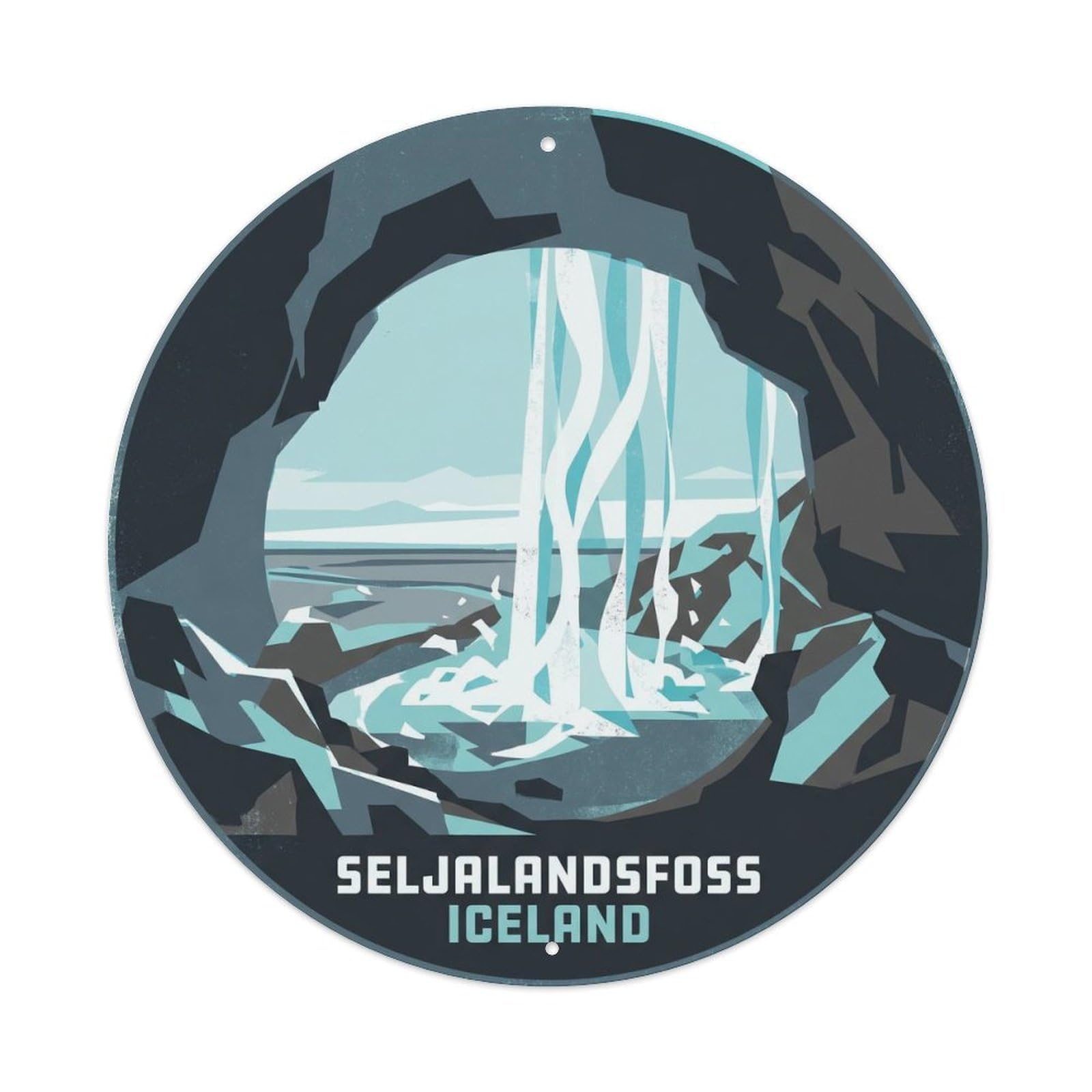 Seljalandsfoss Behind Waterfall Iceland Arctic Coast Metal Tin Sign