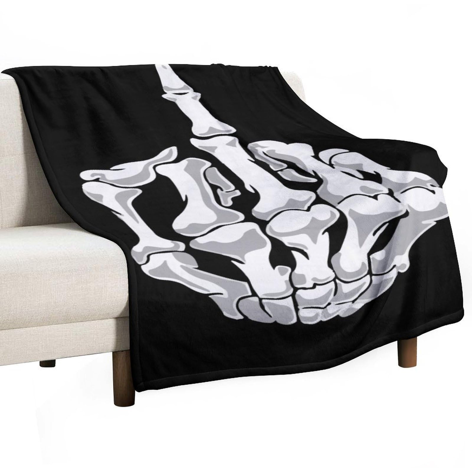 Cgsbngha Style Skull Middle Finger Flannel Fleece Blanket Lightweight Soft Throw Blankets For Sofa Couch Bed Chair