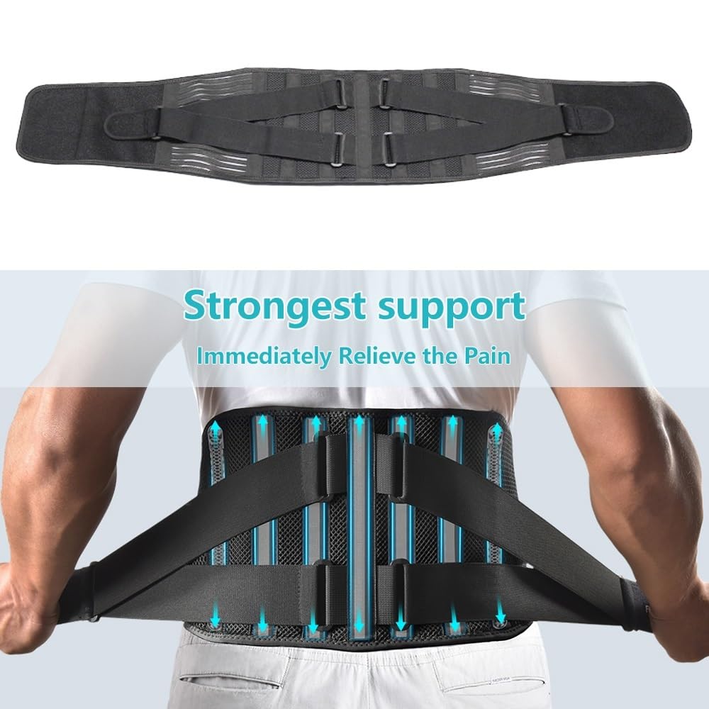 Tirantes De Espalda Transpirables Con 7 Estancias Para Aliviar Dolor Espalda Baja, Cinturón Soporte Para Espalda,Cinturón De Descompresión Lumbar Antideslizante Para Disco Herniado Ciática ( Color : B