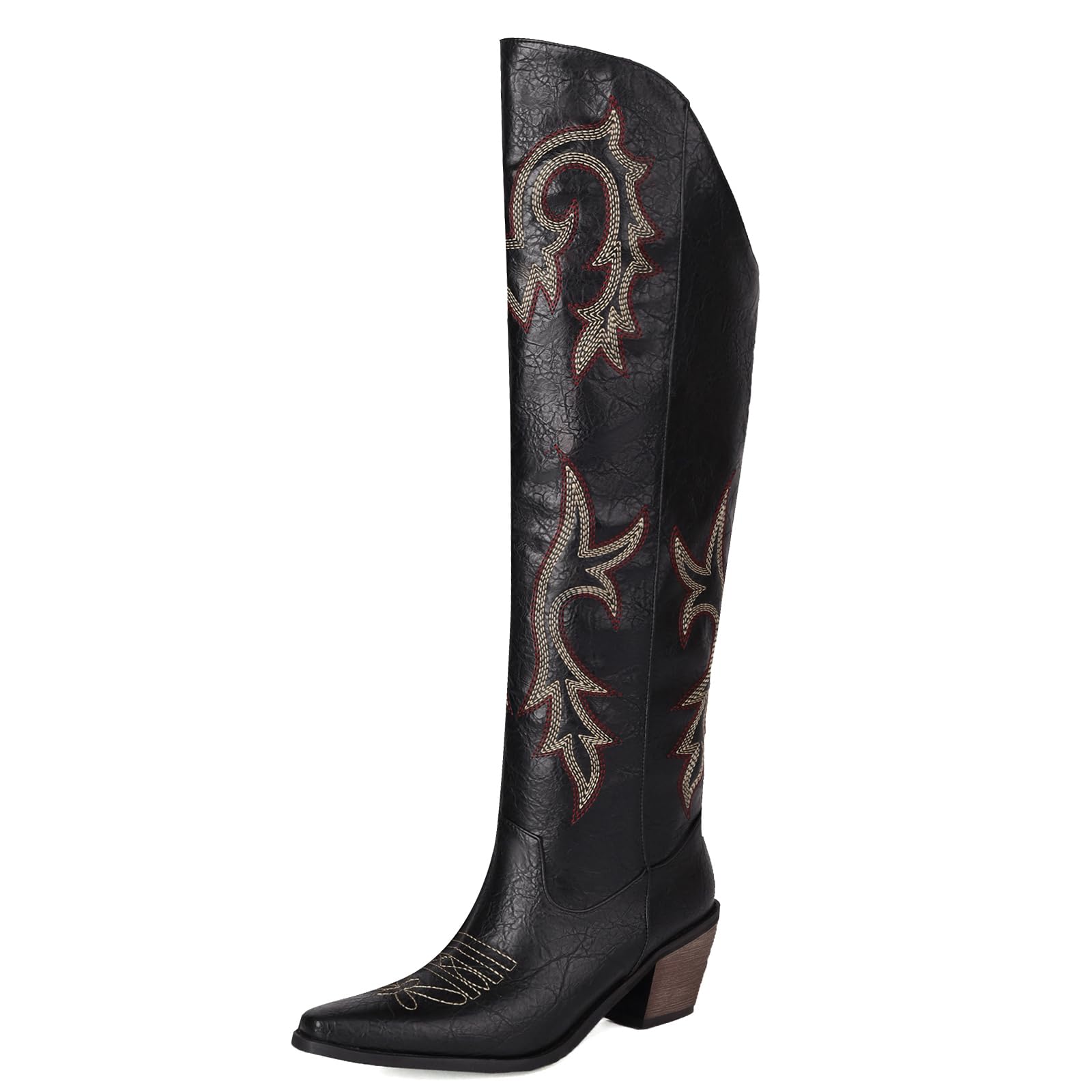 Amazon.com | Ciuyurra Fashion Embroidery Cowboy Boots Thigh