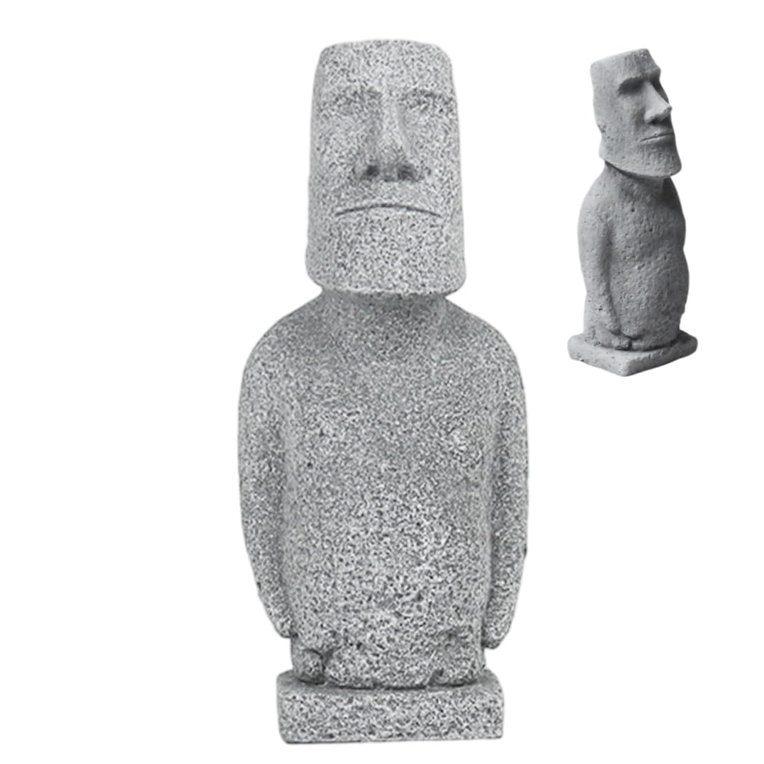 Latemeia Moai Statue, 11.8cm Mini Sandstone Easter Island Head Statues, Mystique Moai Sculpture Ornaments for Home Office Fish Tank Decorations