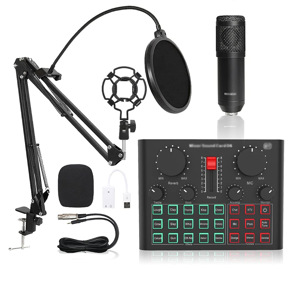 BM 800 Professional Audio V8 Sound Card Set, Podcast Microphone Audio Mixer Kit and Live Sound Card, for PC/Laptop/Phone/Pad, Microphone for Streaming/Podcasting/Recording