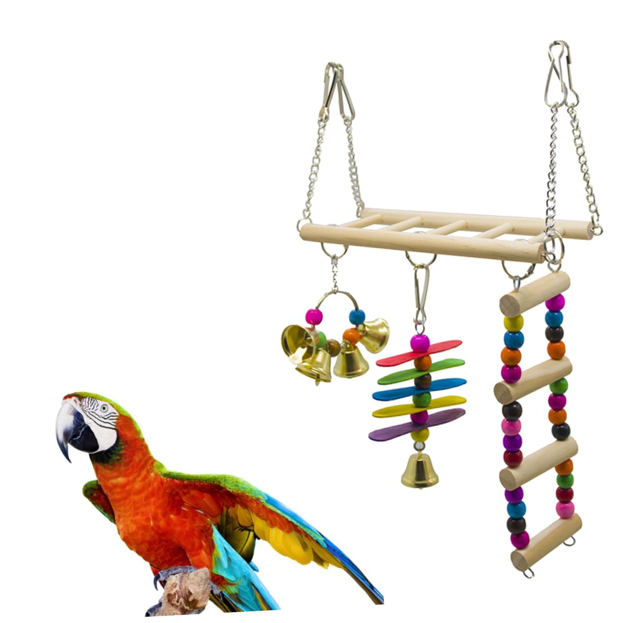 Beavorty 3stücke Pet Bird Ladder Spielzeug Set Vogelkäfig Kletterleiter Mit Hängematte Und Spielbrücke Für Papageien Und Wellensittiche Interaktive Kletter Und Schaukelspielzeuge Für