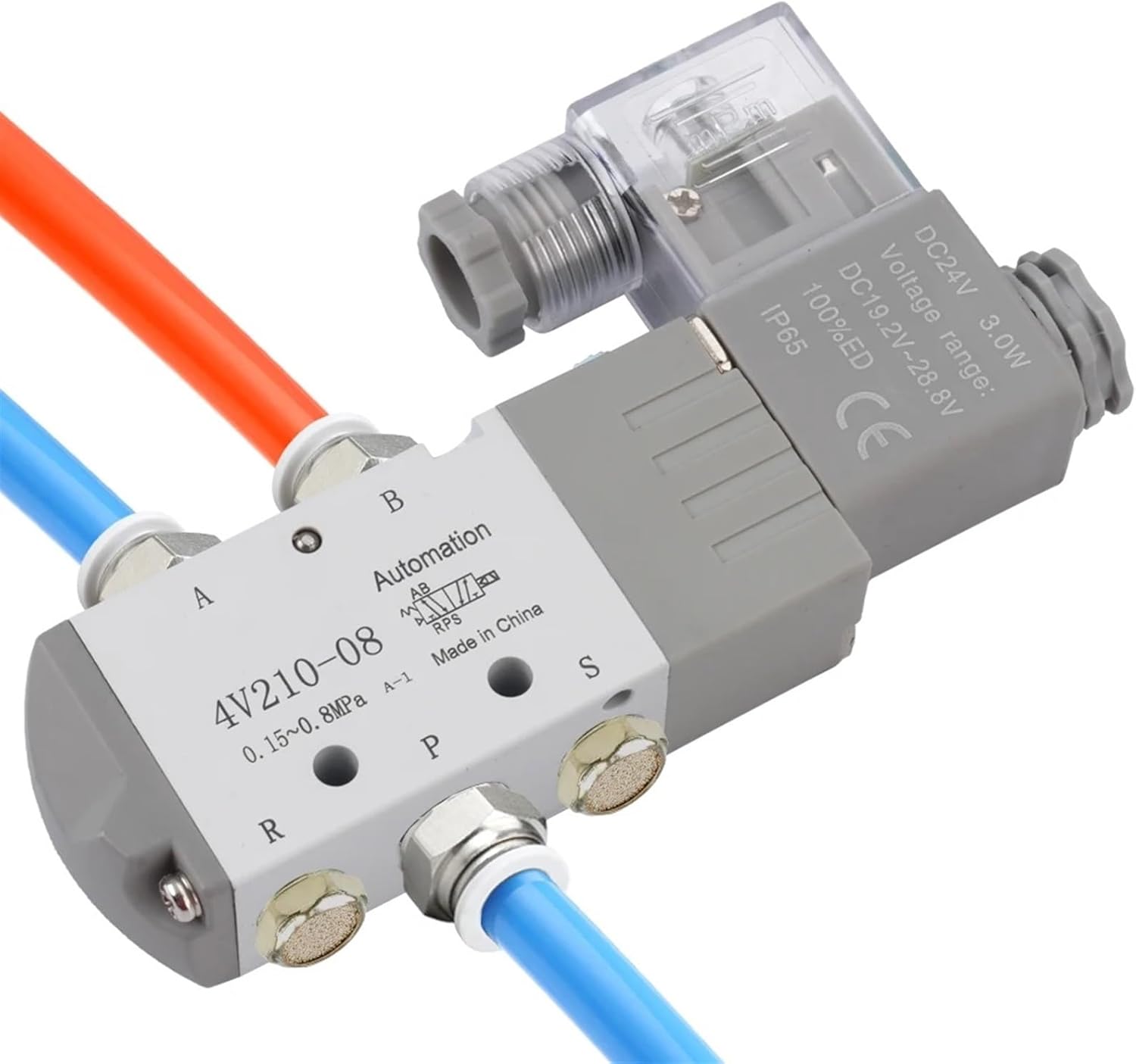 4V210-08 Pneumatic Solenoid Compressed Air Control Valve Switch Tool Tools 2 Way Position 5 Port G1/4 4V21008 DC24V 24V AC220V(36V AC)