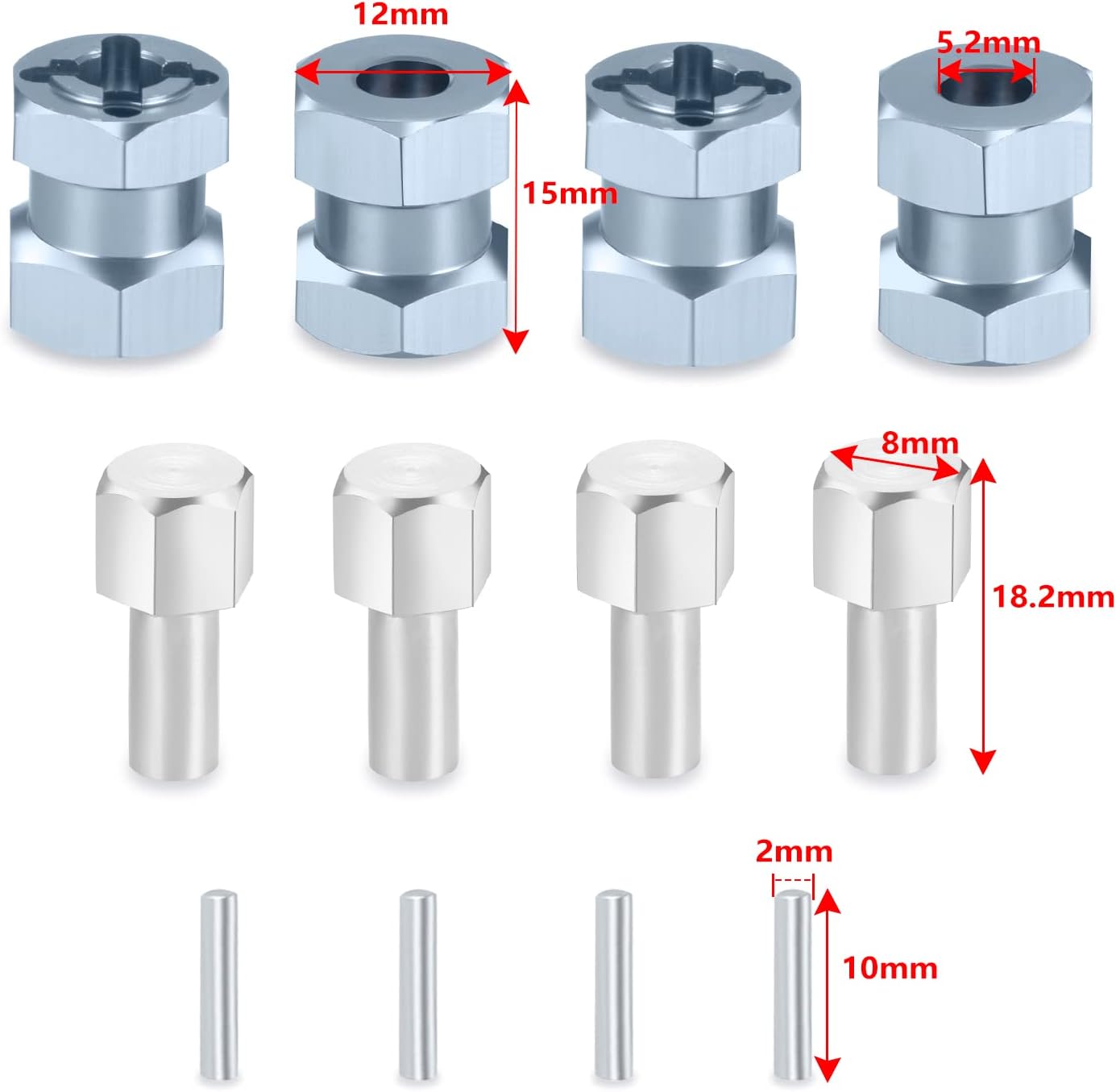 RC 12mm Wheel Hex Drive Hubs Combiner Coupler Aluminum 15mm Offset Extension Drive Adapter for 1/10 Axial SCX10 Wraith RC Crawler Car Upgrade Parts (Titanium)