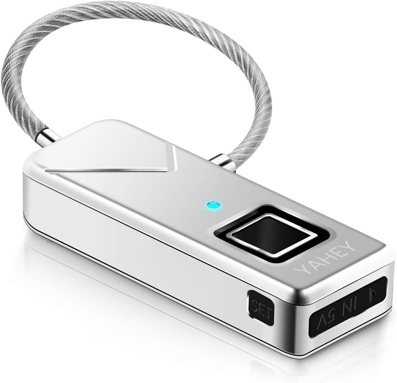 Lock-New Generation Portable Fingerprint Padlock Travel Security 360 ° Touch 1 Second Unlock,More Sensitive Waterproof, Suitcases,Handbags,School Bags,Cabinets(Silver), 2.36 X 0.86 X 3.54 in