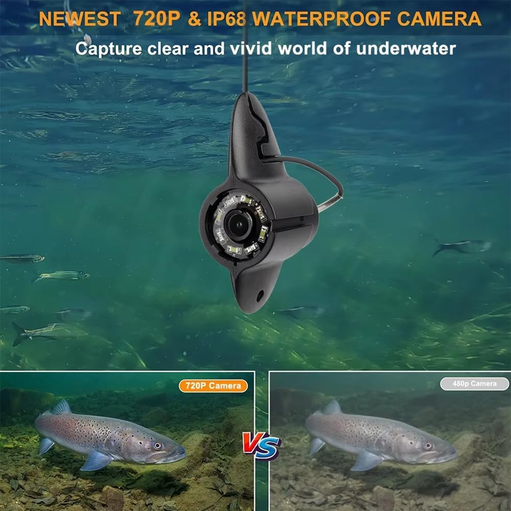水中カメラ魚群探知機 6個LED 720P ビジュアルモニタリング夜間ビジョン機能付き