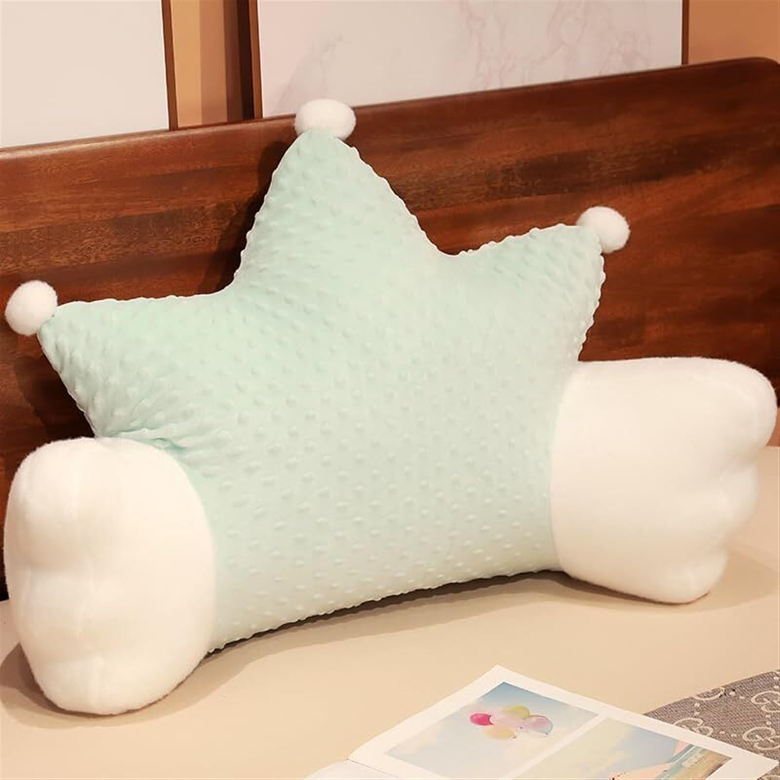 ZXGRfdefa reading pillow, Comfortable Removable Waist Backrest Cute Cartoon Shape Pillows Washable Arm Back Support(Green,40 * 55cm)