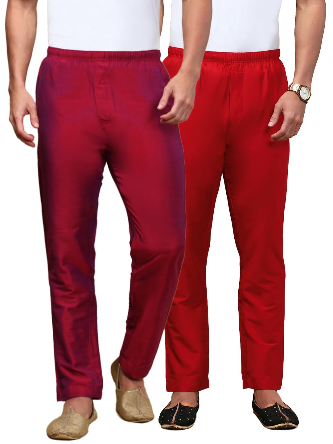white heart Pack of 2 Mens Viscose Blend Salwar Pyjama Pant | Elasticated Waistband with Inner Drawstring, Button Closure, Side Pockets| Regular Fit Ethnic Wear Churidar Pajama-picture-28