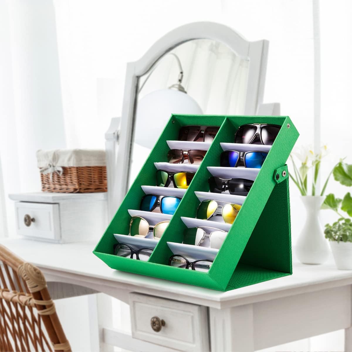 TRIUMPH VISION Sunglasses Organizer Storage Eyeglasses Holder Multiple Glasses Case Box Eyewear Case with Lid