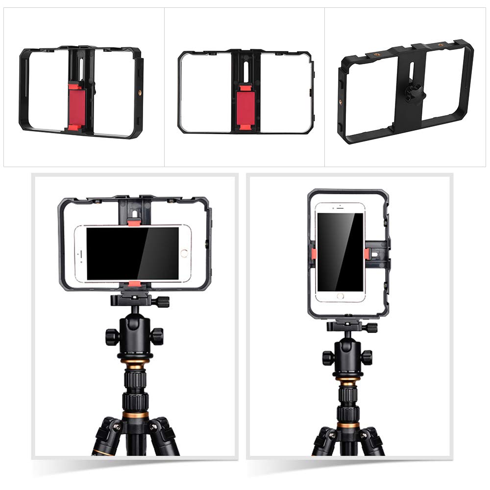 Andoer Smartphone Video Rig con 2 pezzi di luce video a LED per Videomaker Filmmaker Videographer Compatibile con iPhone Huawei Samsung