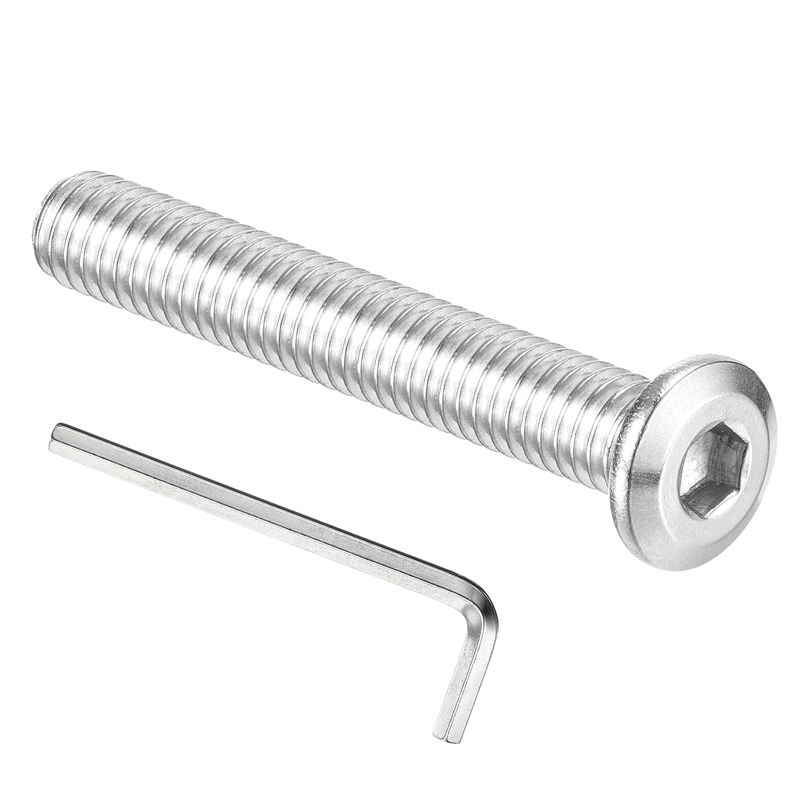 PATIKIL 5/16-18 x 2" Flat Head Hex Socket Cap Screw Bolt, 10PCS 304 Stainless Steel 18-8 Furniture Bolt with Hex Allen Wrench for Bed Repairs Ship Assembly Mechanical Industry, Silver โ image 1