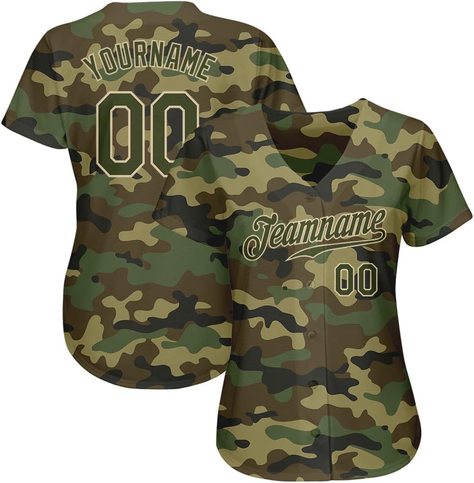 Custom Camo Baseball Jersey Printed Stitched Personalized Name Number, Sports Baseball Shirt Men Women Youth - Image 2