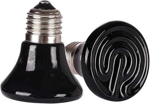 Paquete de 2 bombillas de 25 vatios y 110 V para lámpara de calor para reptiles, base E26/E27, emisor de calor de cerámica infrarroja para mascotas,