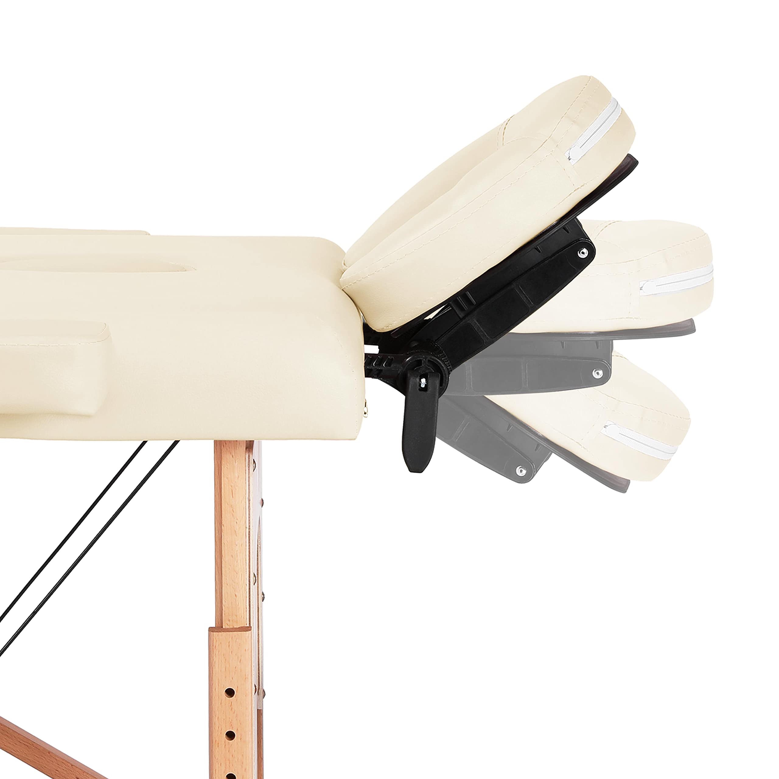 Yaheetech Massageliege Mobile Massagetisch 2 Zonen Tragebares Massagebett höhenverstellbar Holzfüßen inkl. Kopfstütze & Armlehnen 213 × 82 x 85,5 cm bis 250 kg Belastbar