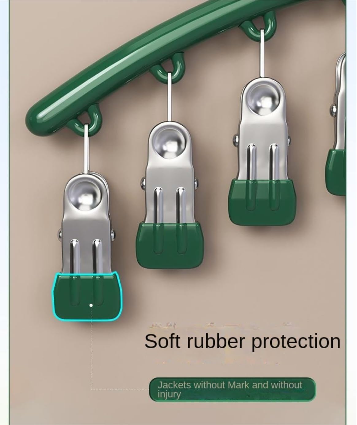 Perchas Ropa Tendedero Colgante De Acero Inoxidable con Pinzas Metálicas For Calcetines Percha Antideslizantes(Grün)