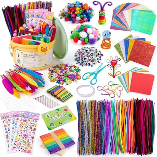 Sundaymot 5000 Caja Manualidades Niños, DIY Art Supplies Kit de Manualidades con Pipe Cleaners, Pompoms, Wiggle Eyes y Craft Sticks Colores, Creativo Regalo Kit Manualidades Juego para Niñas 3+ Años | Ya disponible en tu tienda friki favorita! En mundofriki.es!
