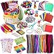 Sundaymot Bastelset Kinder, DIY Kreativ Scrapbooking Basteln Bastelkoffer mit Pfeifenreiniger, Pompons, Kulleraugen, Federn, Bastelbedarf Bastelmaterial Set für Mädchen Jungen 3+ Jahre Geschenke