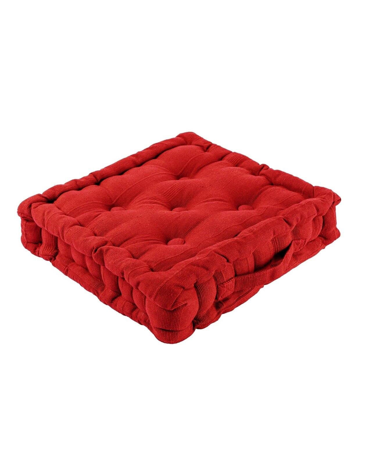Amber Linen 100% COTTON LUXURY BOX PADDED SEAT BOOSTER CUSHIONS, THICK CUSHIONS (RED, 4)