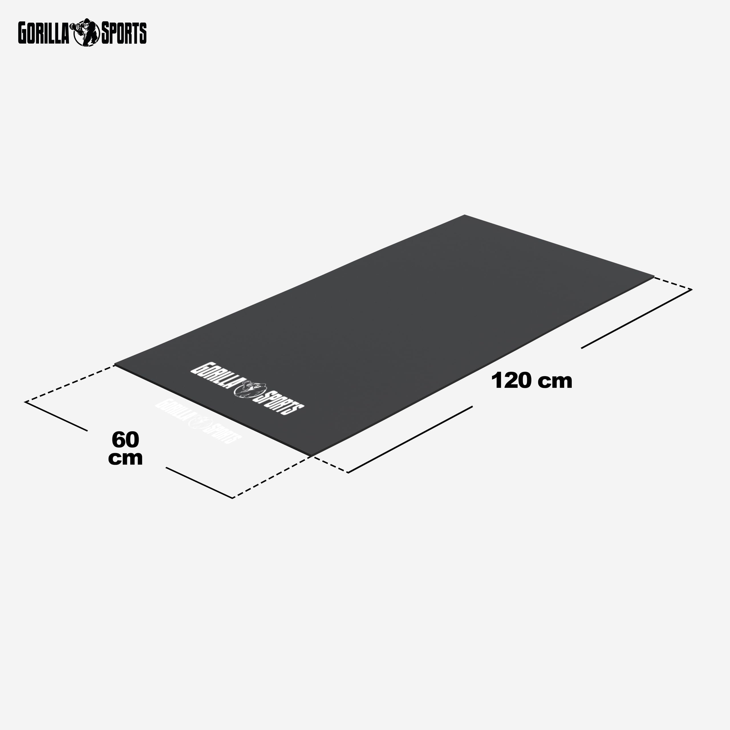 GORILLA SPORTS® Bodenschutzmatte - 180/120x60x0,6 cm, Rutschfest, PVC, Schwarz - Fitness Bodenmatte, Laufband Schutzmatte, Sportmatte, Rollentrainer Bodenschutz, Unterlegmatte für Fitnessgeräte