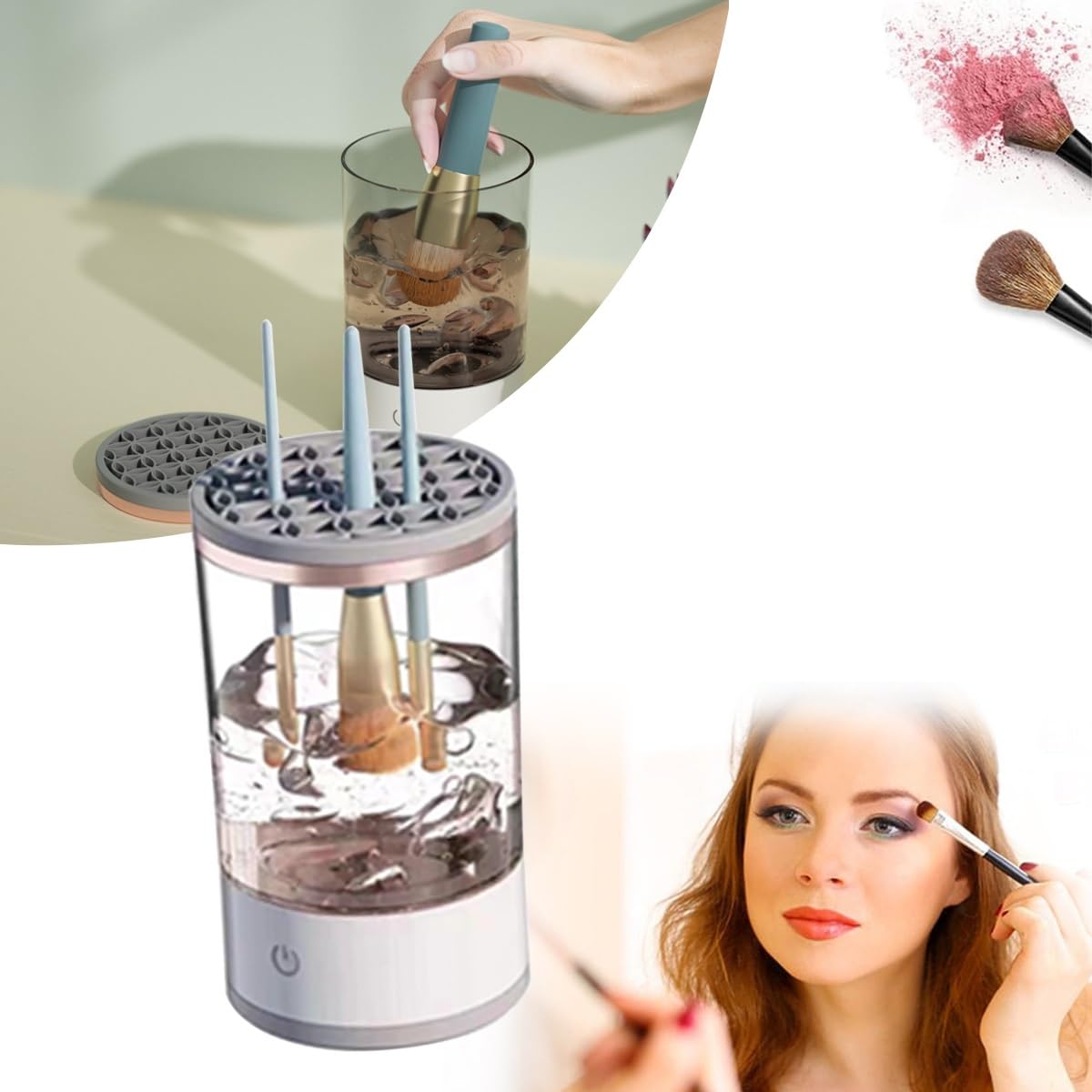 Brushly Pro Nettoyant for pinceaux cosmétiques, Nettoyant for pinceaux de maquillage, Nettoyant for pinceaux de maquillage électrique, Nettoyant for pinceaux de maquillage à rotation automatique for p